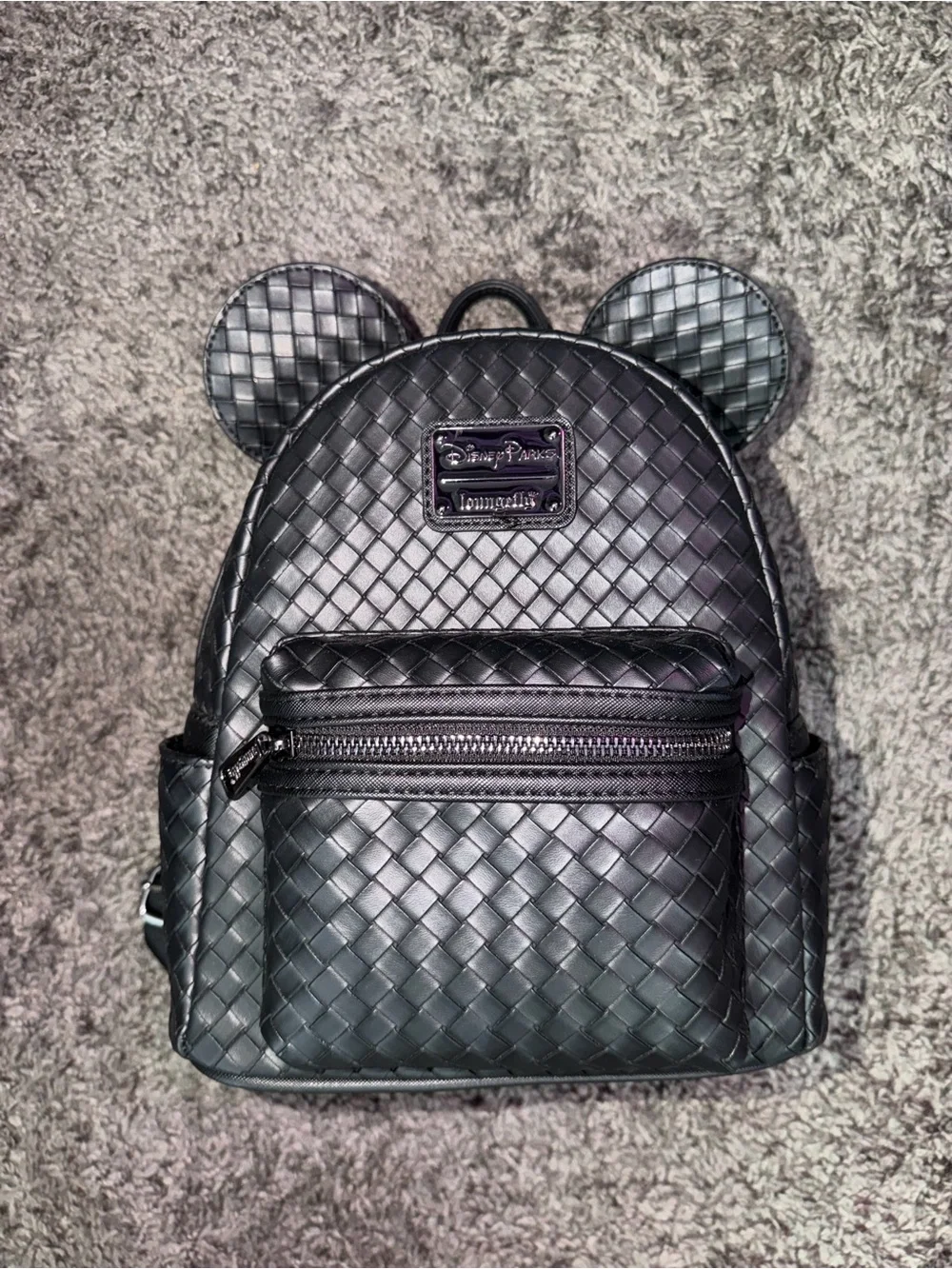 Loungefly Black Woven Mickey Ear Mini Backpack